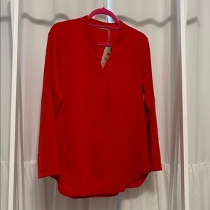 Vibrant Red Long Sleeve Blouse (b2)